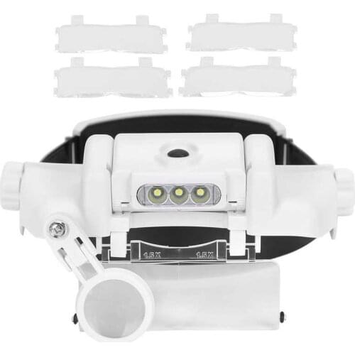 Magnifier Magnifying Glass 3 LED Light Glasses Magnifier Head Mount Magnifying Glass for Wear Glasses