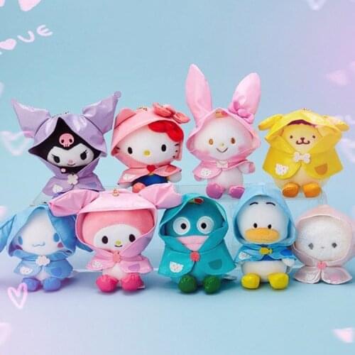 Kawaii Models Plush Toy With Raincoat New Cartoon Cute Anime Soft Stuffed Doll Toys For Kid Girl Pendant Birthday Christmas Gift