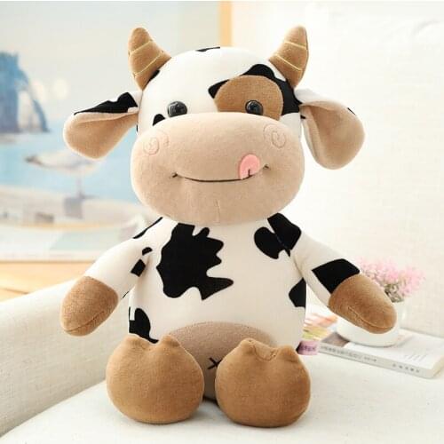 Cartoon Milk Cow Plush Toys Cute Simulation Cattle Stuffed Animals Doll Soft Pillow for Friends Kids Birthday Gifts