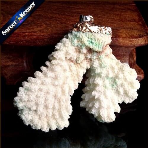 Natural Stone Raw White Coral Pendant Necklace Druzy Drusy Elestial Skeletal Cluster Specimen Fit Jewelry Making AA293