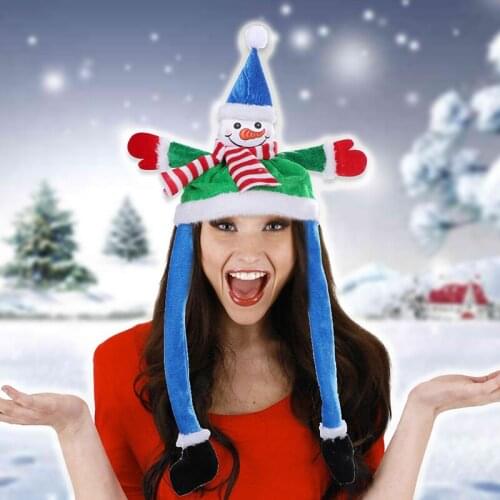 2021 New Glowing Long Ears Plush Christmas Hats Led Christmas Holiday Decorations Xmas Cap For Santa Claus Kids Adult Gift