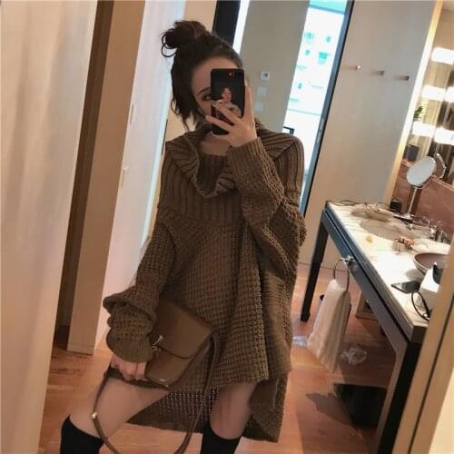 2021 Autumn New Women Sexy Off Shoulder Asymmetry Thick Warm Pullovers Knitted Korean Plus Size Female Casual Black Sweater Tops
