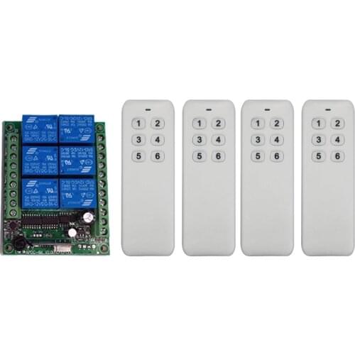 DC 12V 6 CH Channels RF Wireless Remote Control Switch Remote Control System receiver transmitter 6CH Relay 315/433 MHz