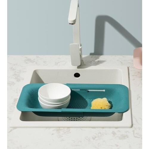 Household sink drain basket rack adjustable plastic vegetable washing basket sink tableware drain rack kitchen storage rack