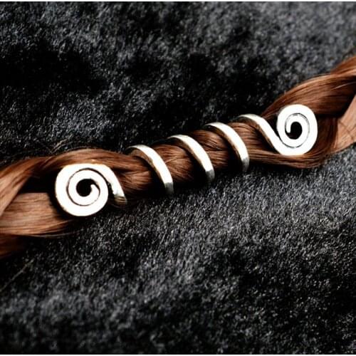 Viking Spiral Charms Beads for Hair Braids for Beard Hair Beads Jewelry Vintage Women Girl Hairpin Hair Clips Accessories-15
