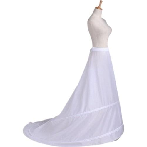 Bride Wedding Dress Trailing Skirt Petticoat Yarnless 2-hoops Elastic Waist Drawstring Adjustable Fishtail Slip Skirts