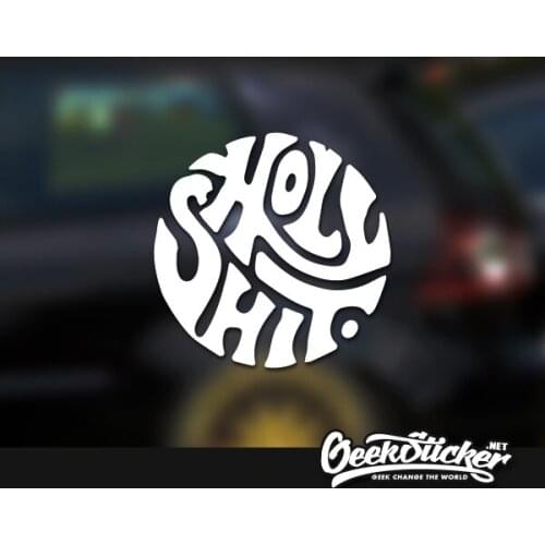 Cartoon Holy Shit Waterproof Reflective Universal Body Sticker Vinyl Warning Sticker Motorcycle Laptop Car Shape Black/Silver