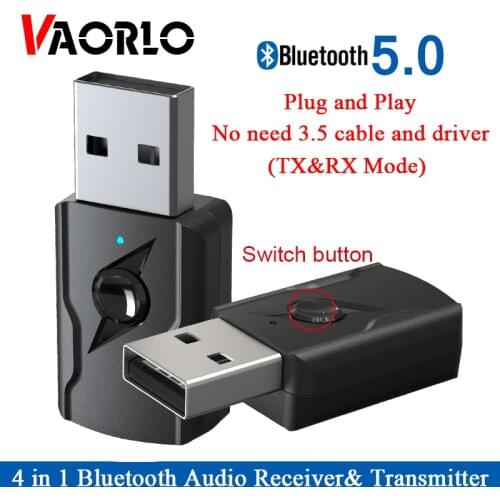 USB Bluetooth 5.0 Audio Receiver Transmitter 4 IN 1 Mini 3.5mm Jack AUX Stereo Music Wireless Adapter for TV Car Kit PC Speaker