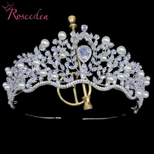 Gorgeous CZ Tiara Temperament Women Wedding Party Hair Accessories Cubic Zircon Princes Crown RE4197