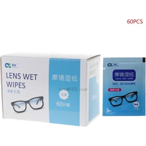 1 Box Glasses Cleaner Wet Wipes Cleaning Lens Disposable Anti Fog Misting Dust Remover Sunglasses Phone Screen Computer Portable
