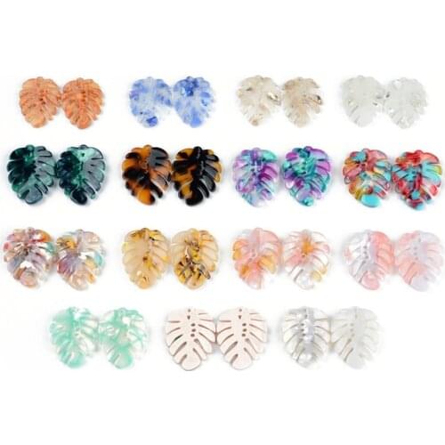 20PCS Boho Jewelry Tortoise Shell Earring Charms Acetate Acrylic Beads BIG Monstera Leaf Shaped Earring Parts Ohrringe Finding