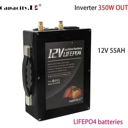 12V lifepo4 lithium battery 12V55AH lithium iron phosphate battery pack spare ship battery outdoor energy storage AC inverter 22