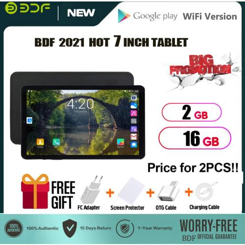 BDF 7 inch Kids Tablet for Children Quad Core Android 6.0 Wifi Google Market Bluetooth Cover Case Gift for Child Kid