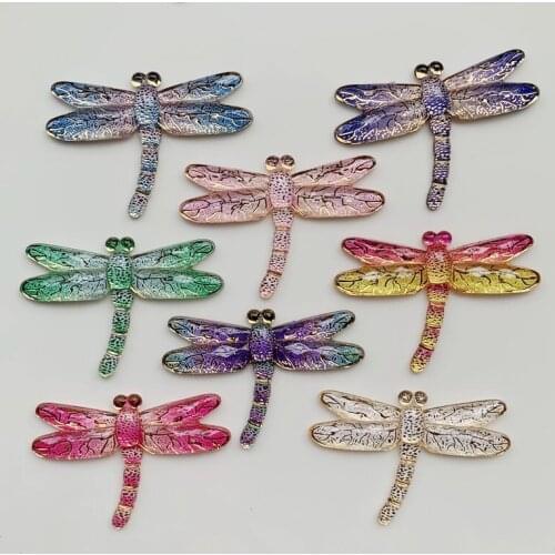 8PCS 31*45mm 1 hole flat back rhinestone crystal dragonfly scrapbook DIY handmade pendant garment sewing decoration works