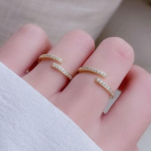 Shiny Side New Accessories Crystal Engagement Adjustable Rings for Women Simple Style Open Rings
