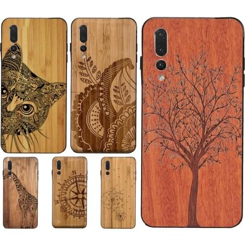 Natural Bamboo Wood Animal Print Soft Case For Huawei P20 P30 P40 P10 Lite Mate 20 10 30 Pro P Smart Z 2019 Back Cover