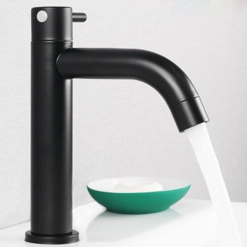 Black 304 Stainless Steel Paint Single Cold Faucet Bathroom Basin Faucet Bathroom Balcony Basin Faucet Bathroom Accessories