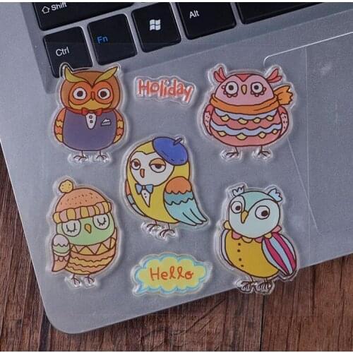 Colour owl Transparent Clear Stamps Fox owl Silicone Seals Roller Stamp DIY scrapbooking photo album/Card Making