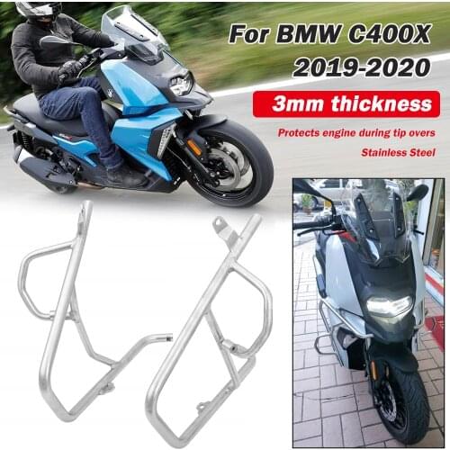 For BMW C400X 2019-2020 Motorcycle Engine Guard Crash Bar Frame Protector Silver Highway Bumper Stainless Steel High Quality New