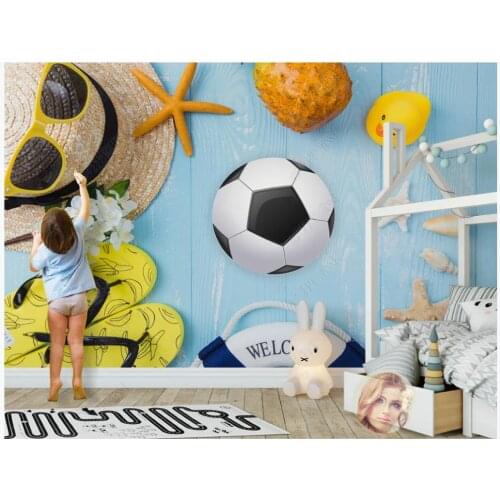 Custom photo wallpaper for walls 3 d murals Nordic cute cartoon football children room background wall papers mural decor