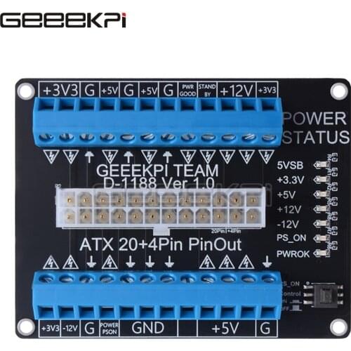 GeeekPi 24/20-pin ATX DC Power Supply Breakout Board