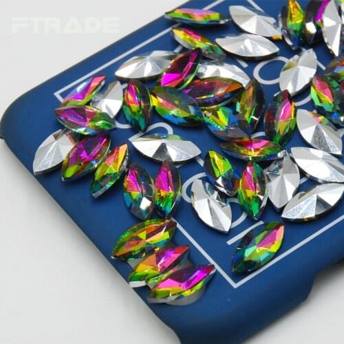 Hot Sale High-grade Glass Crystal Rainbow Color Marquise Horse Eye Point Back Rhinestones For Neck less Decoration 3x6mm-17x32mm