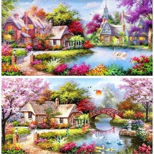 HUACAN DIY Diamond Mosaic Scenic Spring Handmade Diamond Painting Full Square/Round 5D Diamond Embroidery Picture Rhinestone
