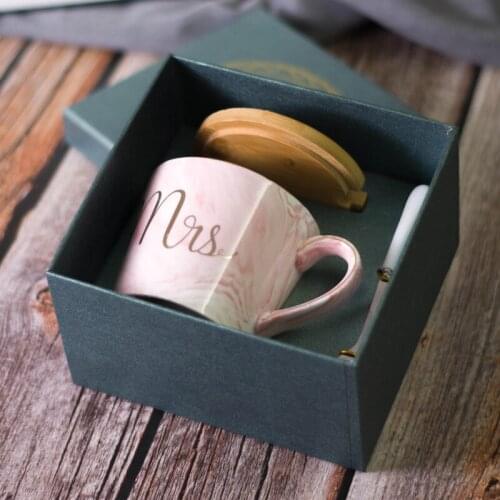 Marbling Mark Cup Ceramic Men and Women Couple Coffee Cup Wedding Gift Box Christmas Gift Ceramic Mug Coffee Mugs Gift Box