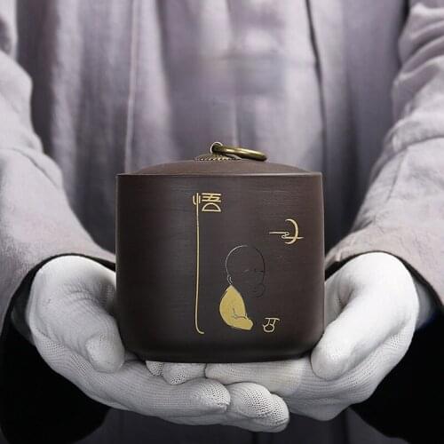 Chinese Ceramic Purple Sand Tea Cans Pu'er Tea Storage Sealed Cans Dried Fruit Snacks Moisture-proof Storage Cans Holiday Gifts