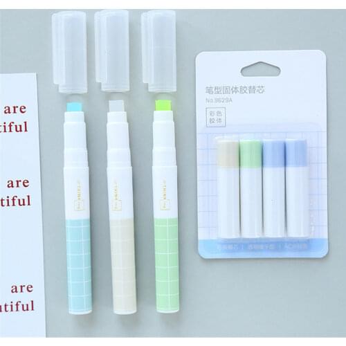 Jelly Color Fast Dry Cute Glue Stick Pen Shape Solid Color Glue Stick DIY Scrapbooking Diary Notebook Envelope Sealing Stickers