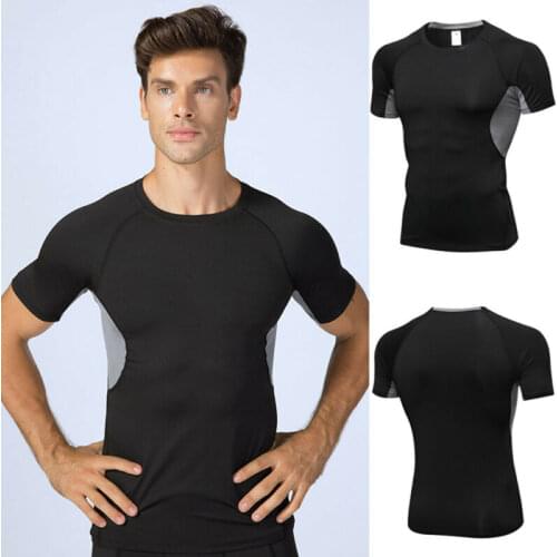 Summer Men T-shirts Short Sleeve Quickly Dry Gym Clothing Tight Workout Running Soccer Basketball Cycling Tee Shirt Sportswear