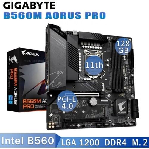 Gigabyte PRO B560M AORUS PRO Motherboard LGA 1200 DDR4 128GB Support 10th/11th-Gen CPU PCI-E 4.0 B560 Placa-Mãe 1200 m-ATX New