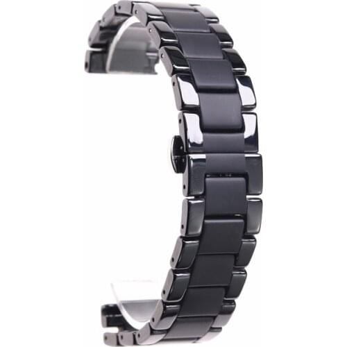 Frosted Ceramics Bracelet Watch Band Strap Classic Stainless Steel Clasp Business Watch Replacement Wrist Band 18mm/20mm/22mm