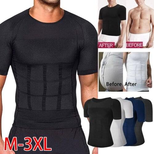 Mens Compression Shirt Slimming Body Shaper Vest Sleeveless Waist Traner Workout Tank Top Tummy Control Shapewear