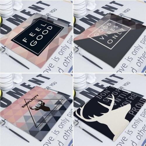 Geometric Coasters Set Nordic Style Pad On The Table Table Mat 42*32Cm Linen Print Cup Pad Table Pad Dish Mat
