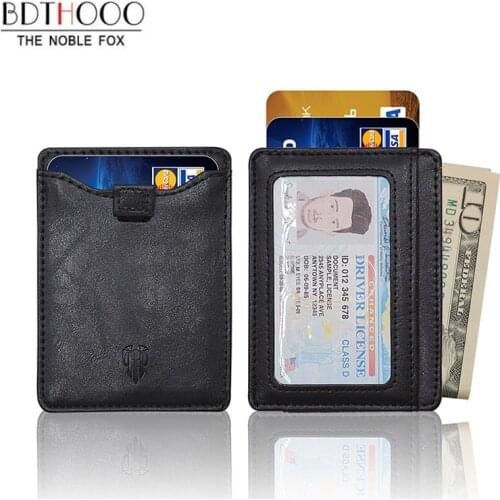 2018 New Slim Men Wallet RFID ID Credit Card Holders PU Leather Pull Card Wallet Mini Purse Portable Cash Card Holder
