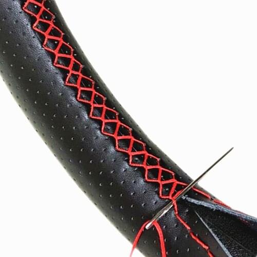 Car Steering Wheel Braid Cover Soft Texture Styling Covers With Needles And Thread Breathable Genuine Leather Auto Accessories