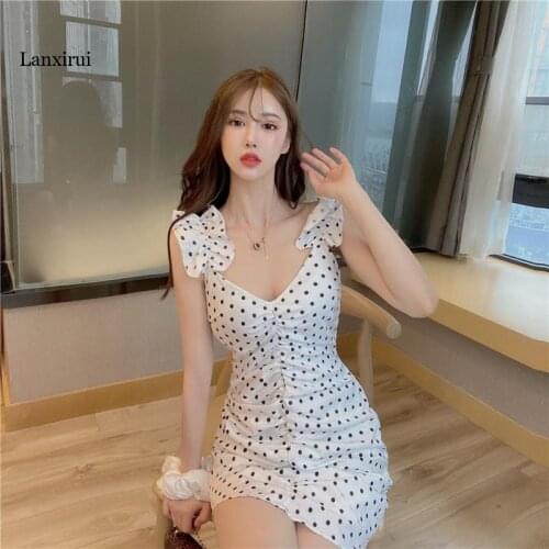 Summer pastoral storm point strap dress strapless sleeveless slim waist waist fishtail dress Midi dress chiffon