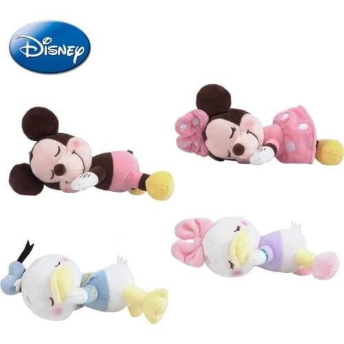 Genuine Disney Fashion Mickey Mouse Minnie Donald Duck Daisy Sleeping Prone Position Plush Doll Keychain Pendant Toy For Girl