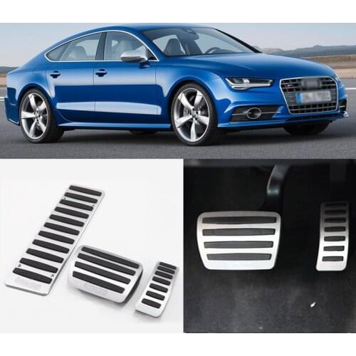 Savanini Brand New 3pcs Aluminium Non Slip Foot Rest Fuel Gas Brake Pedal Cover For Audi A7 2009-2016 AT