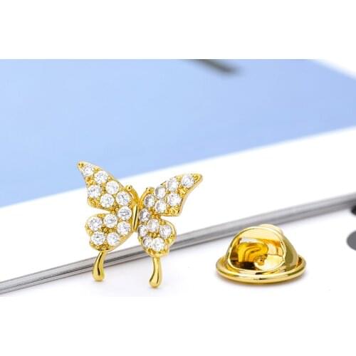 Rhinestone Brooch New Fashion Beauty Women Gold Zinc Alloy Crystal Exquisite Flower Butterfly Insect Pins Hot Sale Party Gift