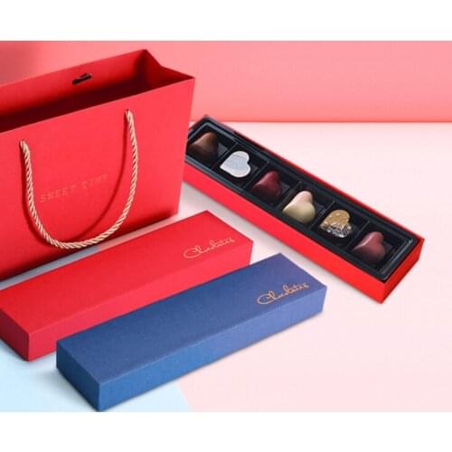 Custom printed design empty truffle candy gift food grade cardboard mini handle drawer boxes for chocolate packaging ---PX2047