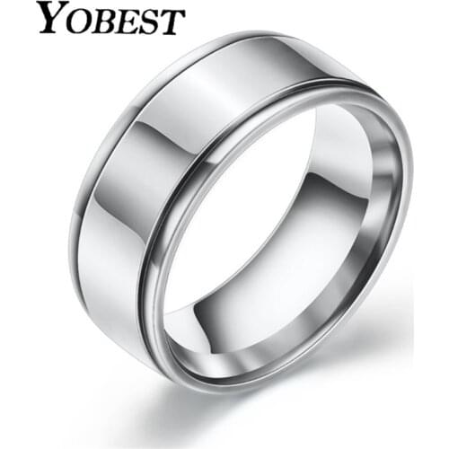 Yobest Promotion Stainless Steel Black/Gold Color Anti-allergy Smooth Couple Wedding Ring Woman Man Fashion Jewelry