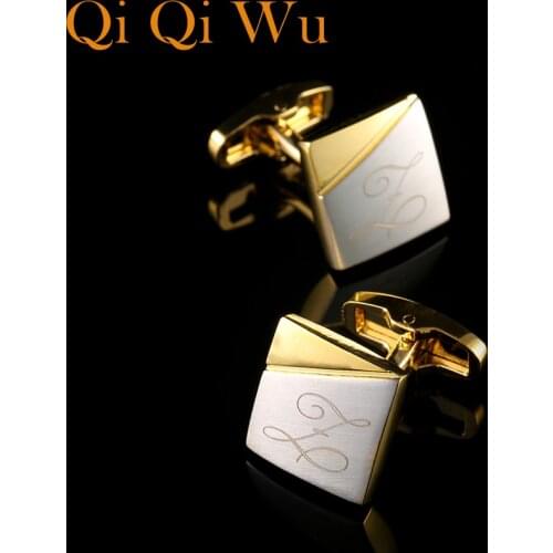 Personalized Gold Cufflinks Custom Name Cuff Links Mens Gifts Dad Customized Golden Cuff Buttons Wedding Gift For Fathers Day