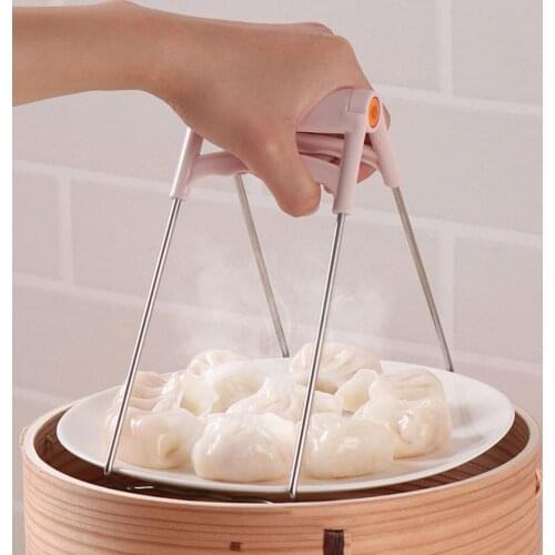 Dish Plate Clip Tong Stainless Steel + PP Handle Kitchen Tool Foldable Anti-Hot Hot Bowl Clamp For Cooking Pot Gripper Hot