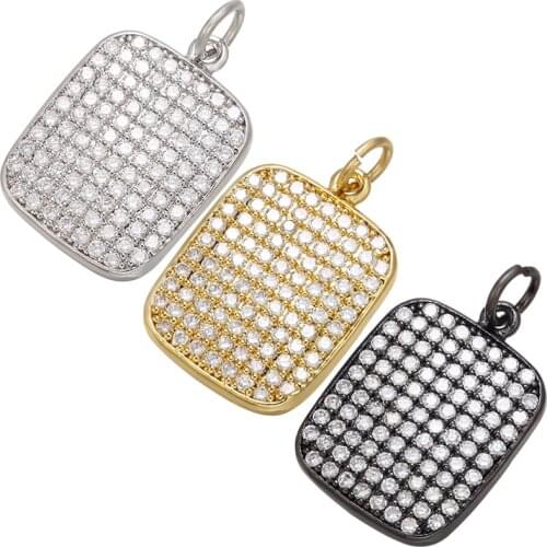 ZHUKOU 14x23mm rectangle pendants for jewelry making CZ crystal charms for DIY handmade Jewelry necklace making model:VD695