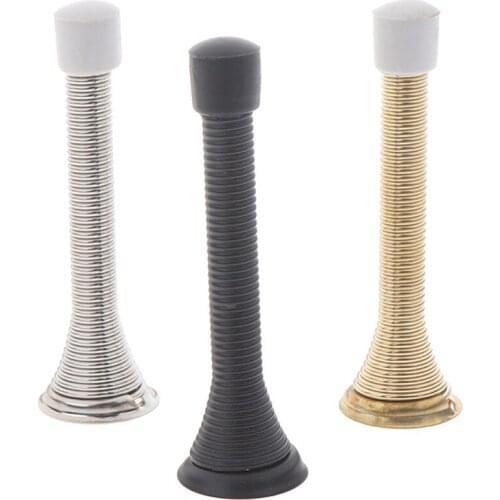 1Pc High Quality Rubber Cap Metal Door Stops Spring Stopper Wall Mounted Skirting Board 85mm Door Stopper