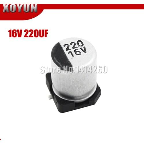 10PCS Electrolytic capacitor 16V220UF 6.3*7.7mm SMD aluminum electrolytic capacitor 220uf 16v