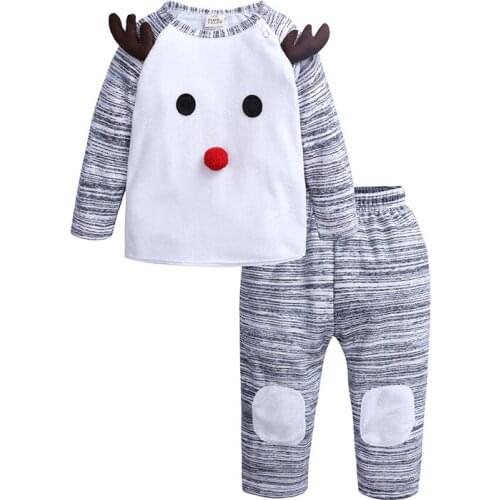 2020 Christmas Set Autumn Winter Baby Boy Outfits Cotton Long sleeve T-shirt Tops Pants Toddler Clothing Infant Clothes Suit
