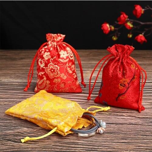 50pcs Stain Embroidered Drawstring Jewelry Bags Jewelry Packaging Pouches Eyelashes Makeup Chic Wedding Favor Bags Cosmetic Bags